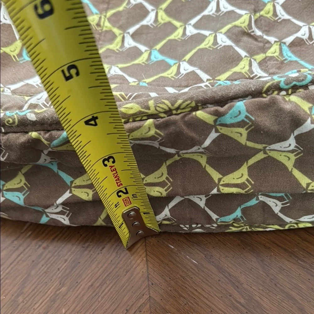 Vera Bradley BlueBird Brown and Green Quilted Crescent Hobo Tote Shoulder Bag